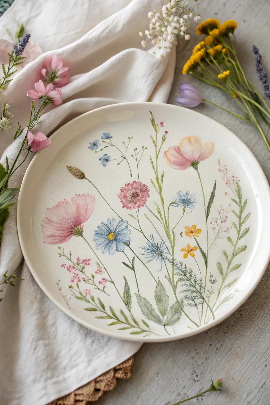 Aquarelle wildflowers give your dishes a soft, artistic impact.
