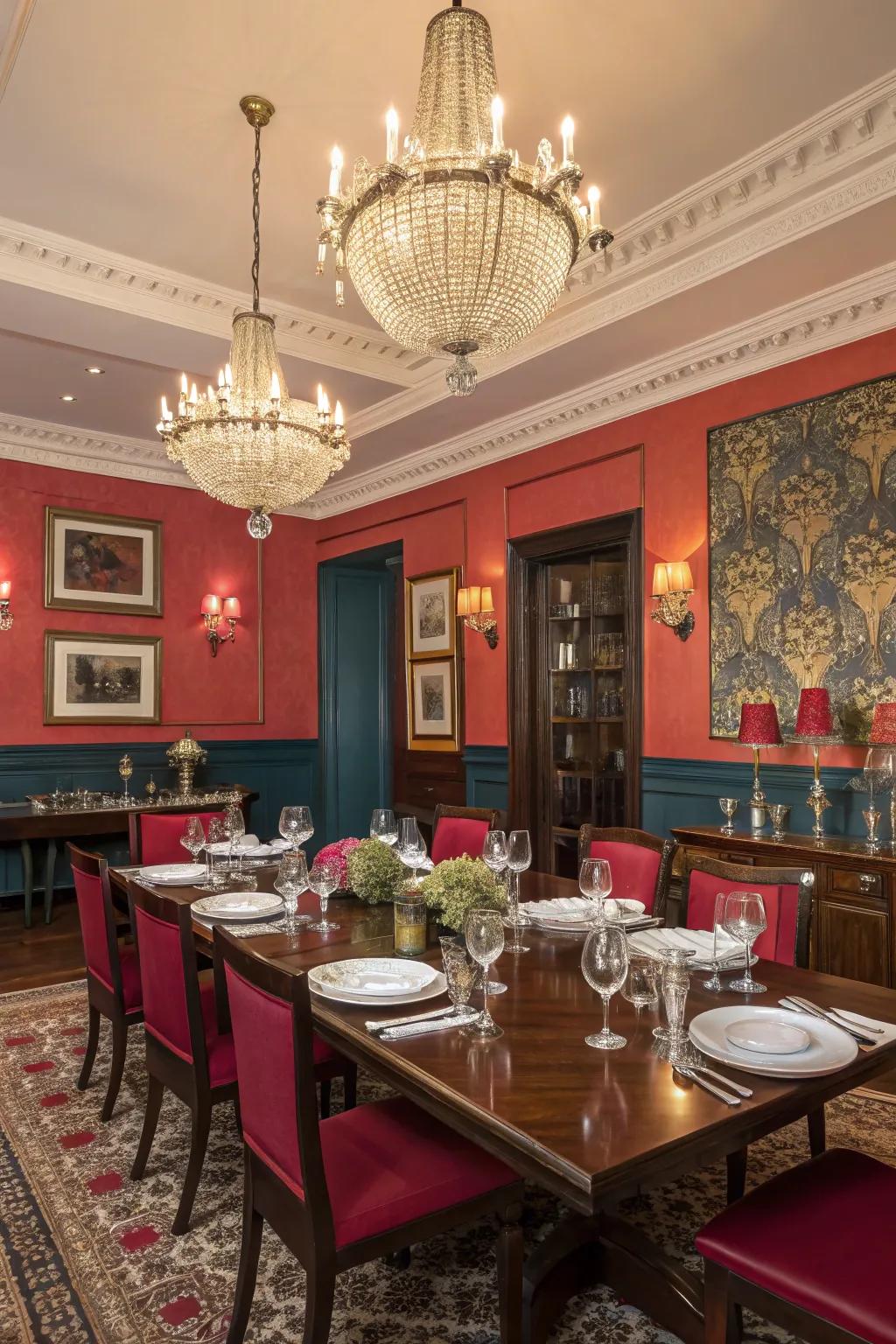 The correct color scheme has the power to transform your dining room into a dramatic or peaceful setting.