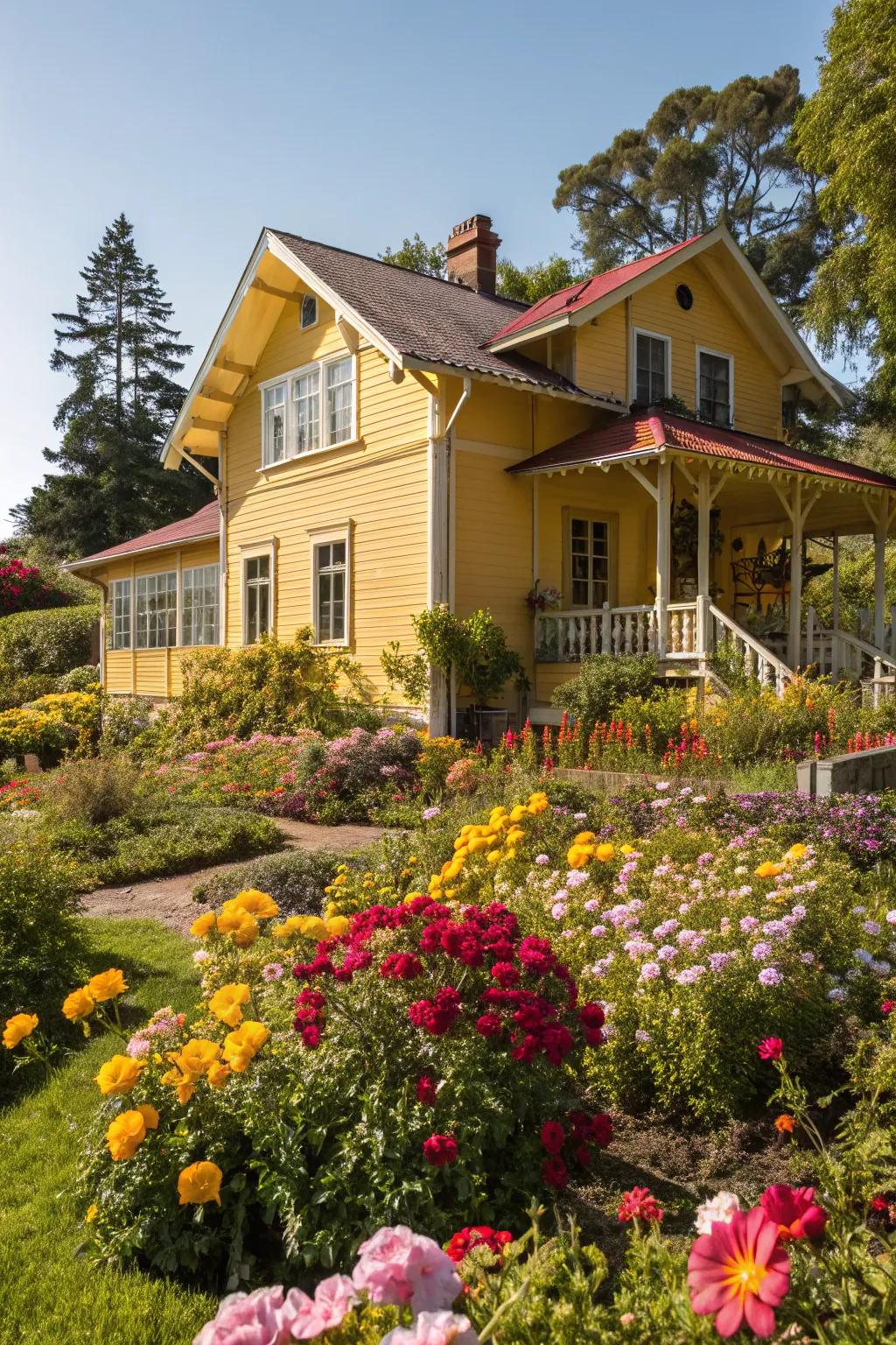 Homes with yellow foundations brighten any setting.
