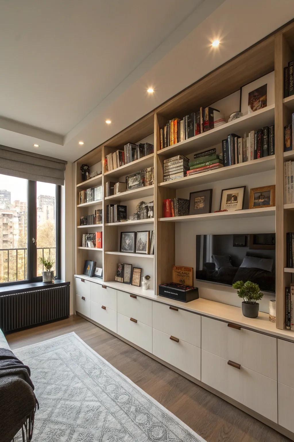 Chic shelving keeps your space organized and personal.