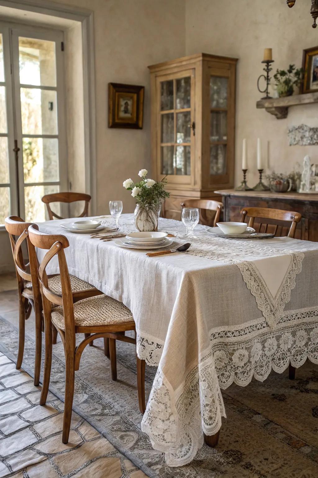 Textured textiles add comfort and coziness to the dining space.
