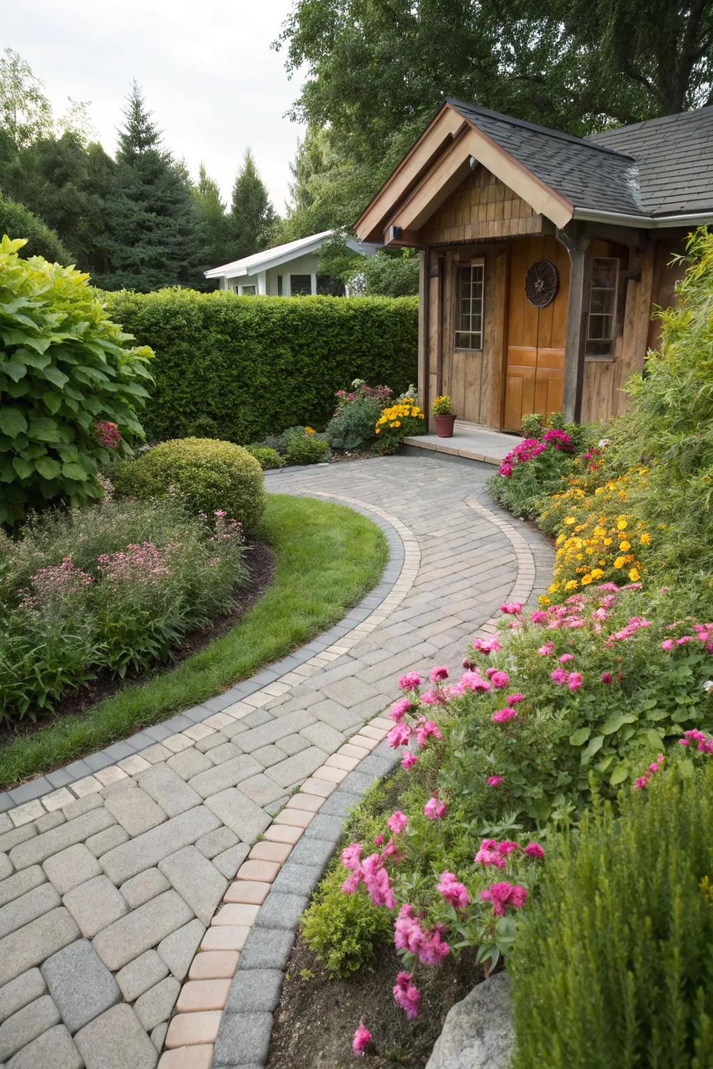 Winding walkways introduce an elegant flow to your entry.