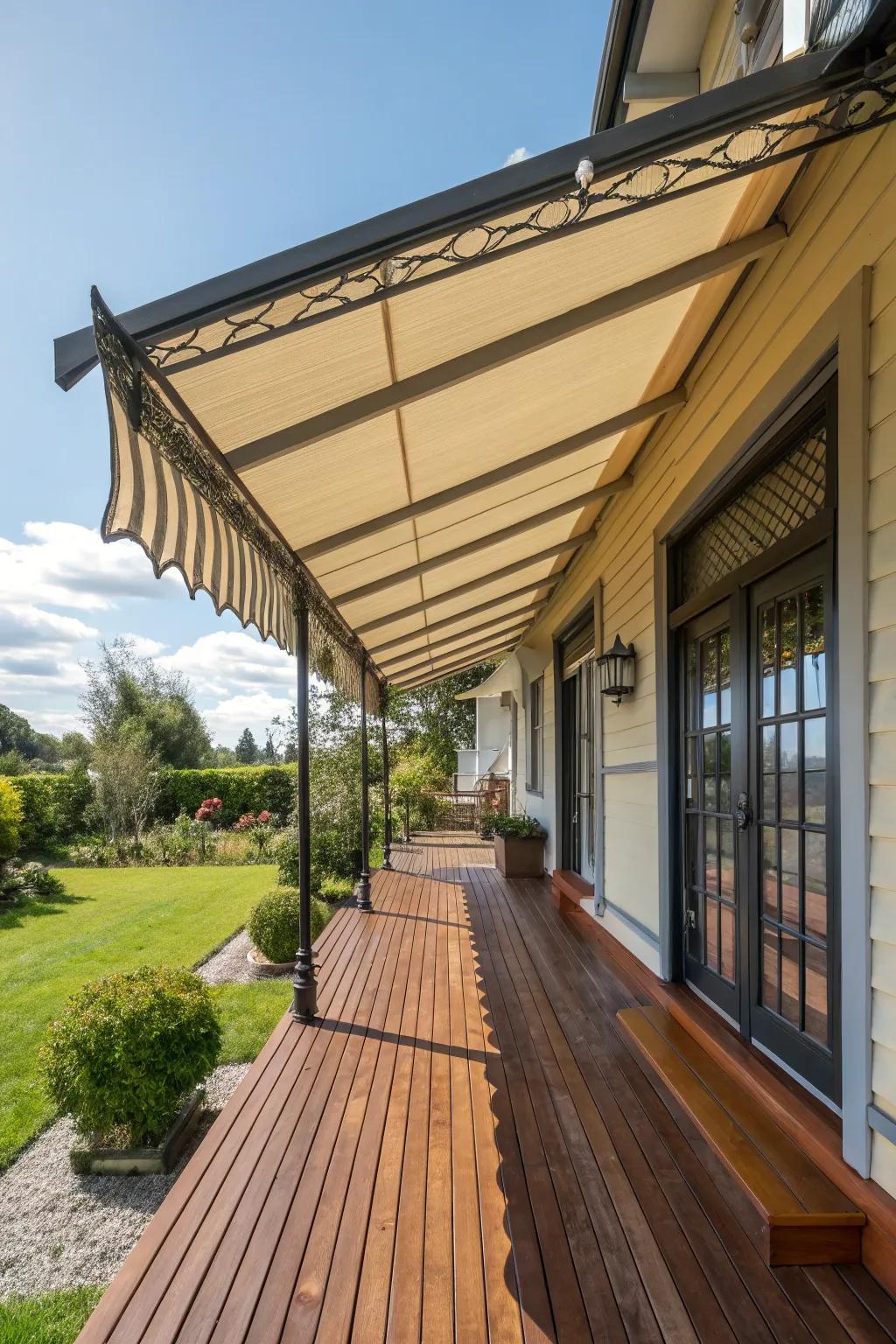 Combined material canopies provide a distinctive and stylish design.