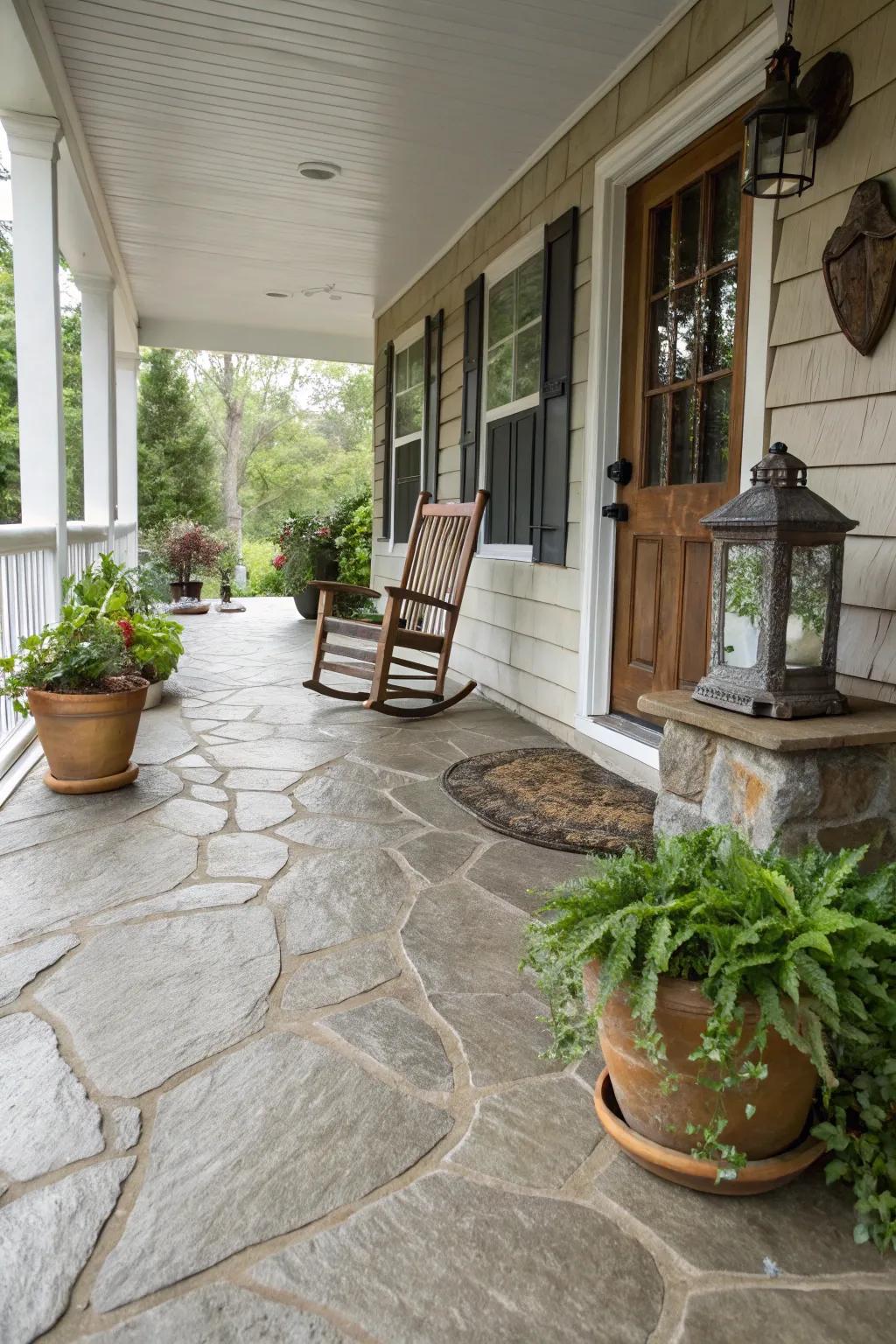 Imitation rock concrete for an elegant touch.