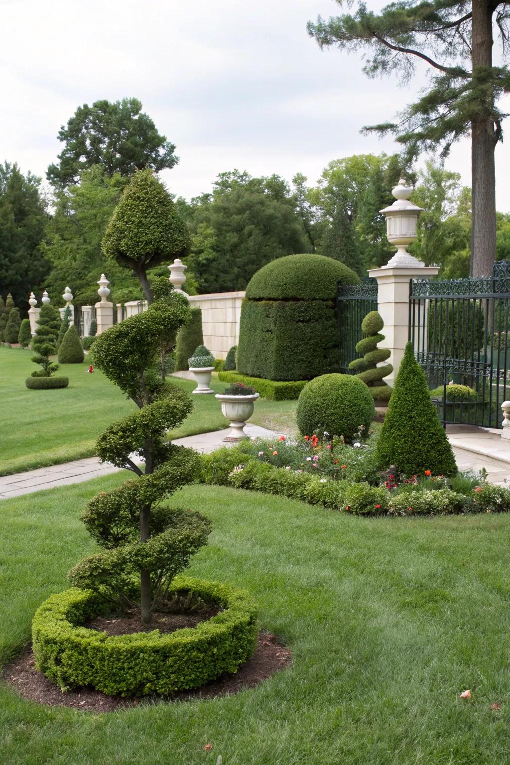 Plant sculptures enhance elegance and character.