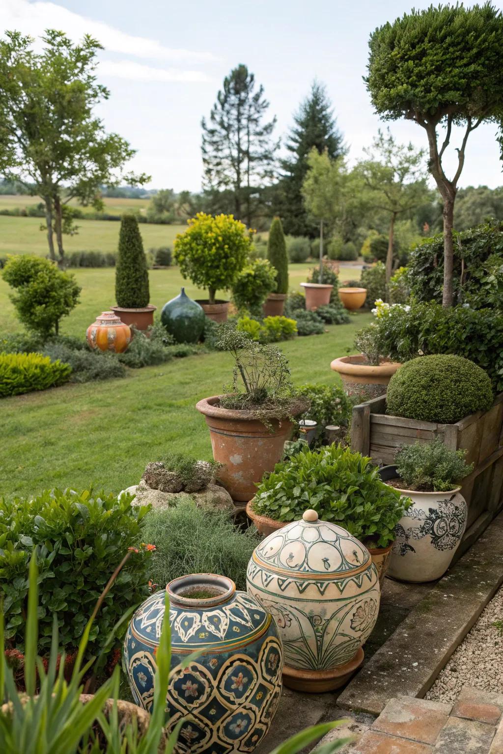 Garden decor adds personality and charm.