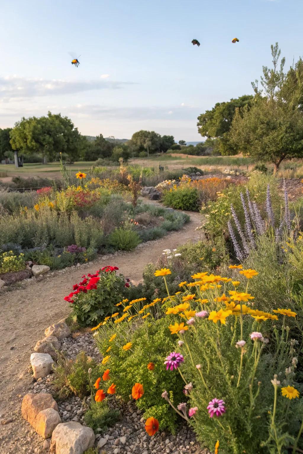 A garden designed to draw and support pollinators and wildlife.