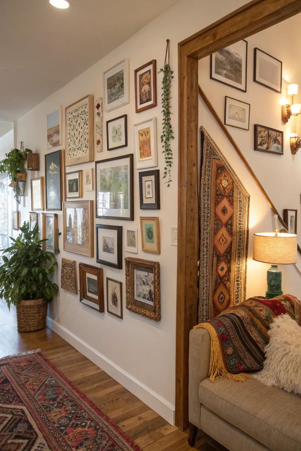 Charming asymmetry is achieved by mixing different frame sizes and orientations.