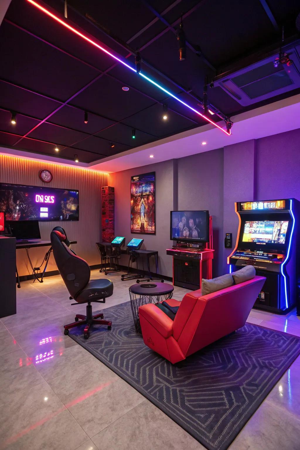 Electric hues bring a futuristic vibe to your gaming room.