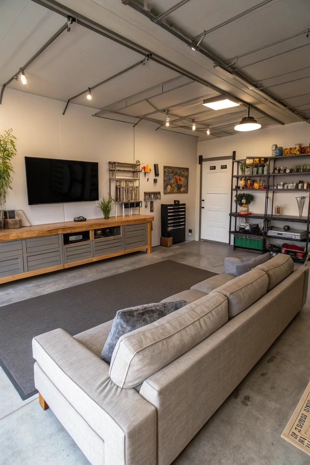 Open-concept design for a spacious and relaxing man cave.