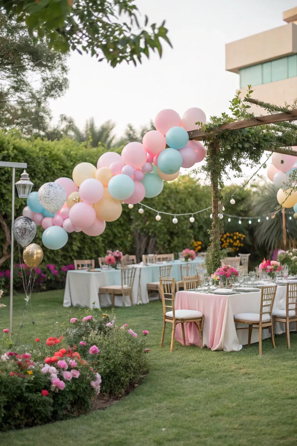 An outdoor setup cultivates a relaxed and welcoming atmosphere for the big reveal.