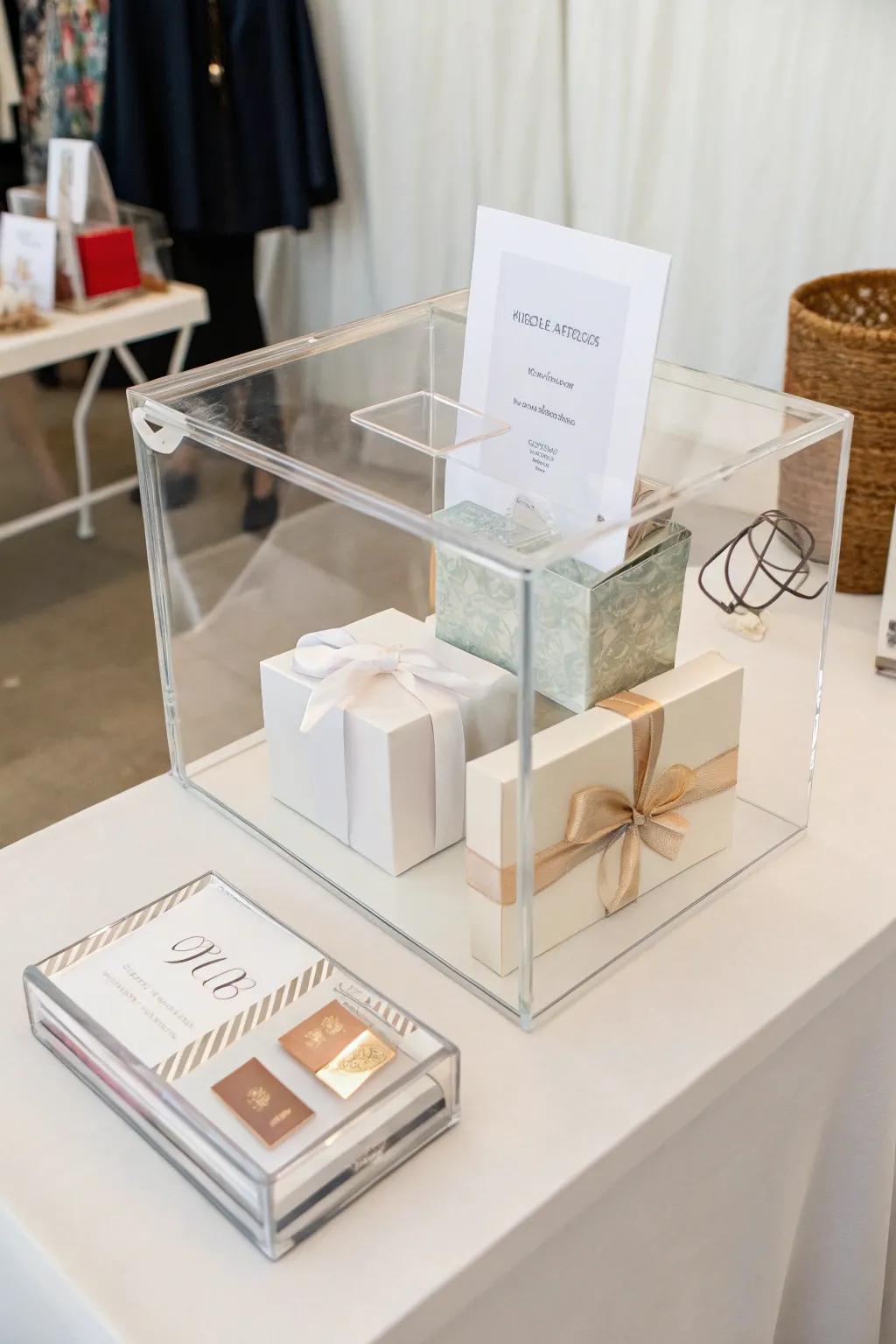 Embrace simplicity and elegance using a minimalist gift table design.