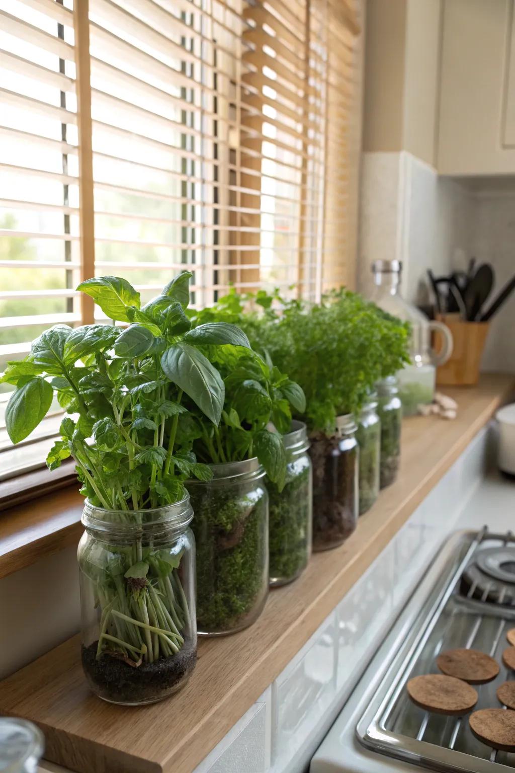 A scaled-down herb nursery ushers in freshness and taste to your culinary space.