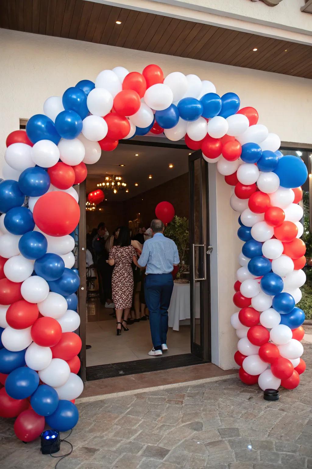 A balloon garland makes a grand statement.