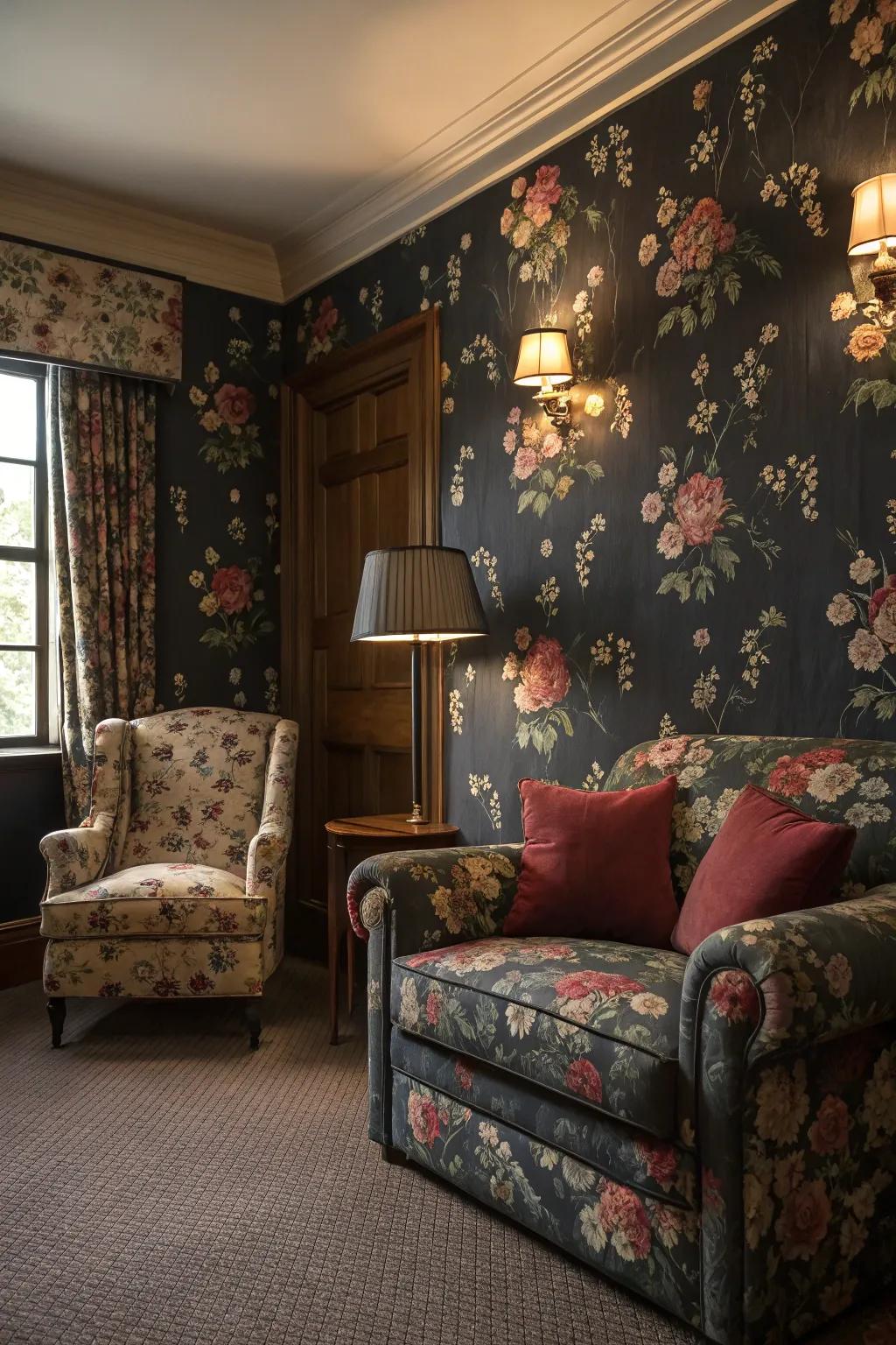 Melancholy botanicals impart a component of surprise and romance.