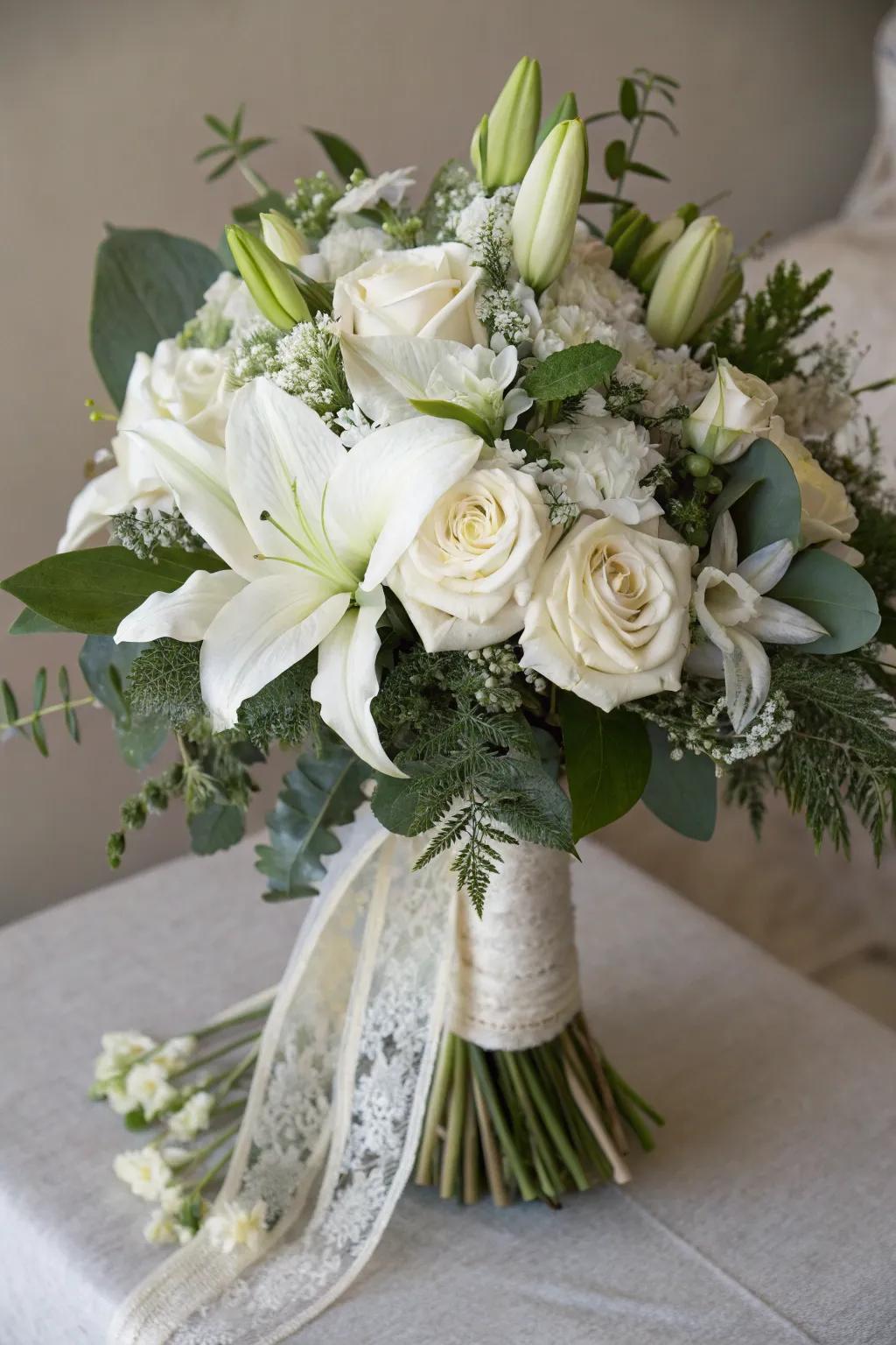 An elegant ivory arrangement for a classic graduation gift.