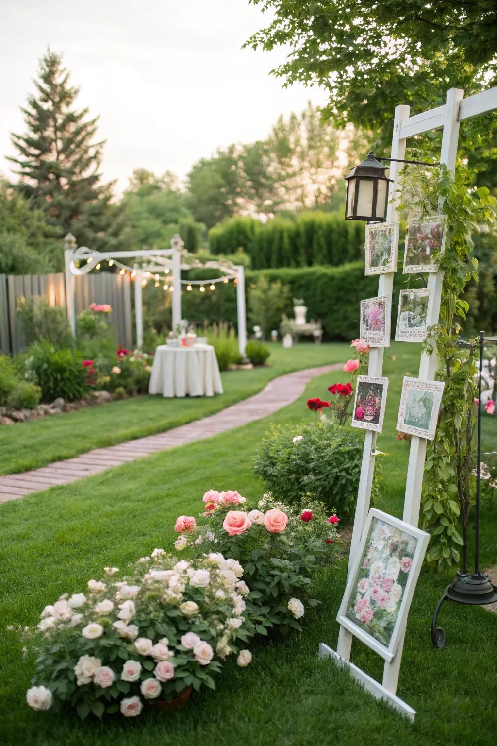 Outdoor garden displays merge the charm of nature with cherished memories.