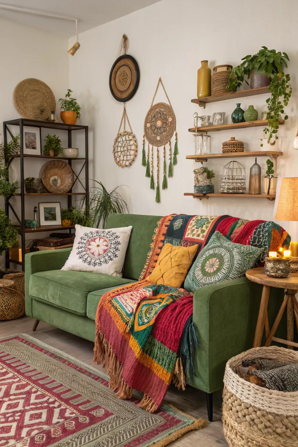 Bohemian flair introduces a relaxed and artistic ambiance to a living space.