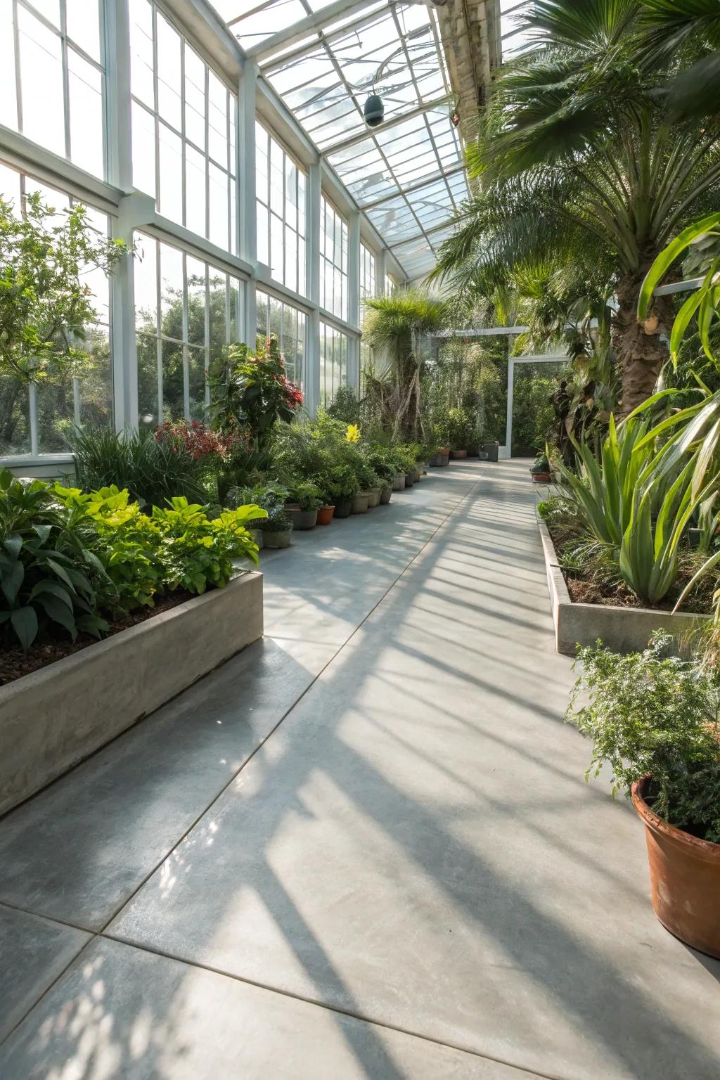 Concrete slabs provide strength and a clean, modern look.