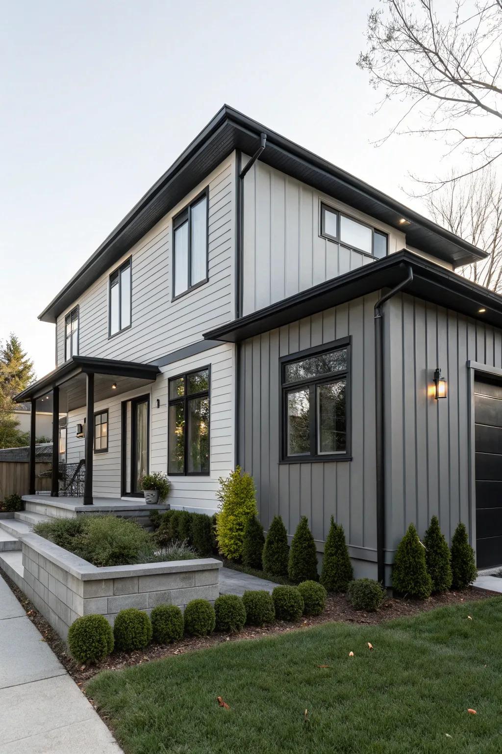 Grey with black trim offers a sleek and modern look.