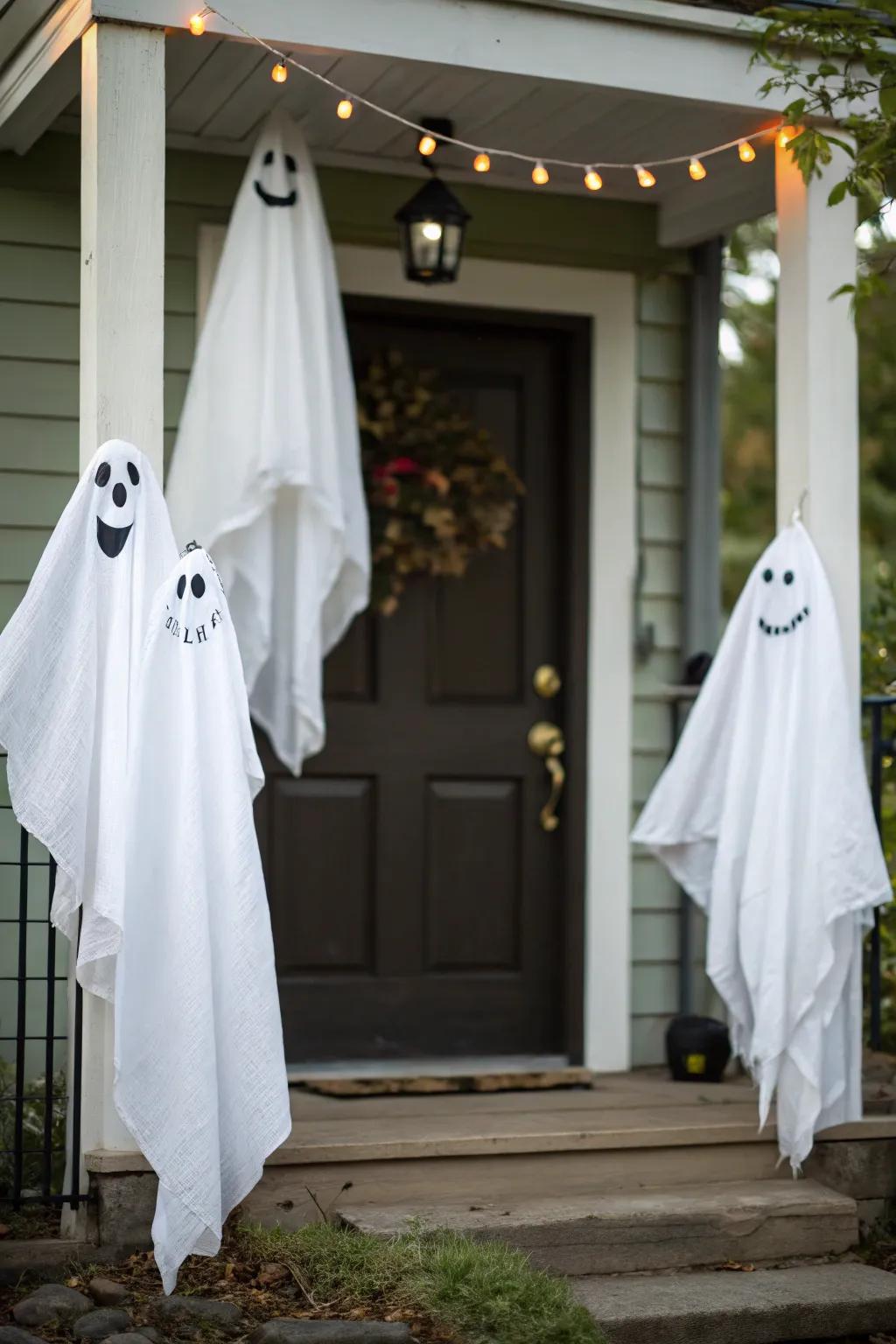 Amicable phantoms contribute a whimsical element to your Halloween decorations.