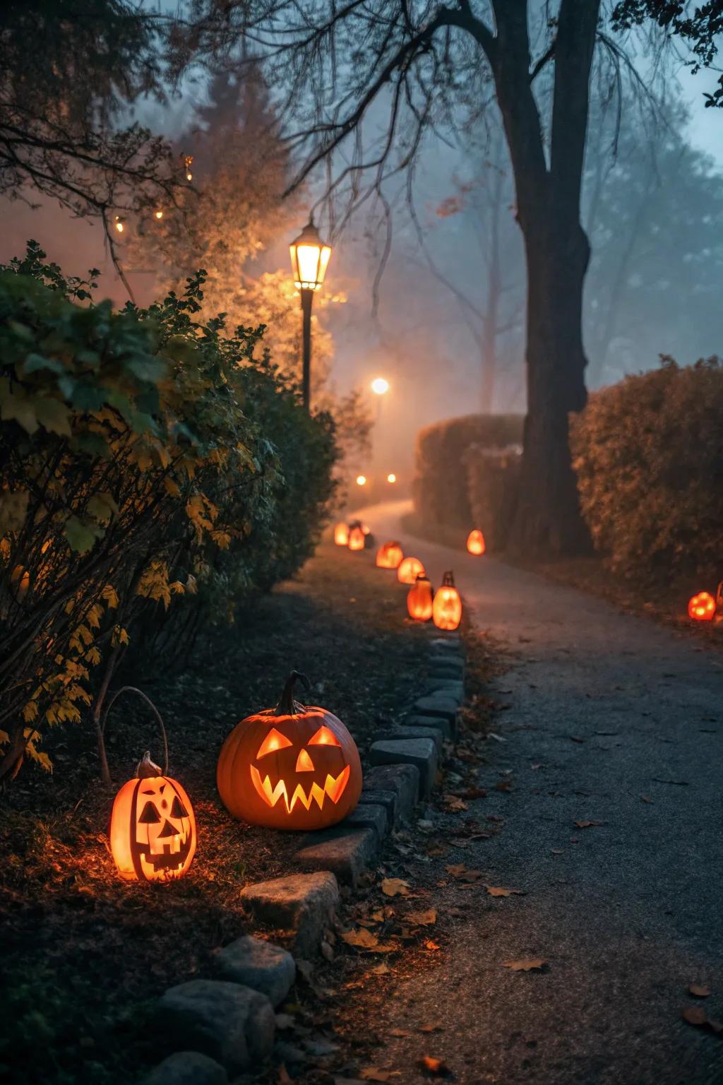 Squash lights lighting the route with their spooky radiance.