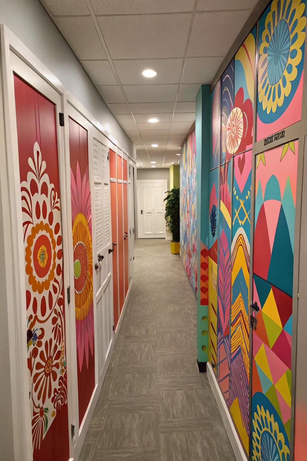 Express your personality using energetic painted closet panels.