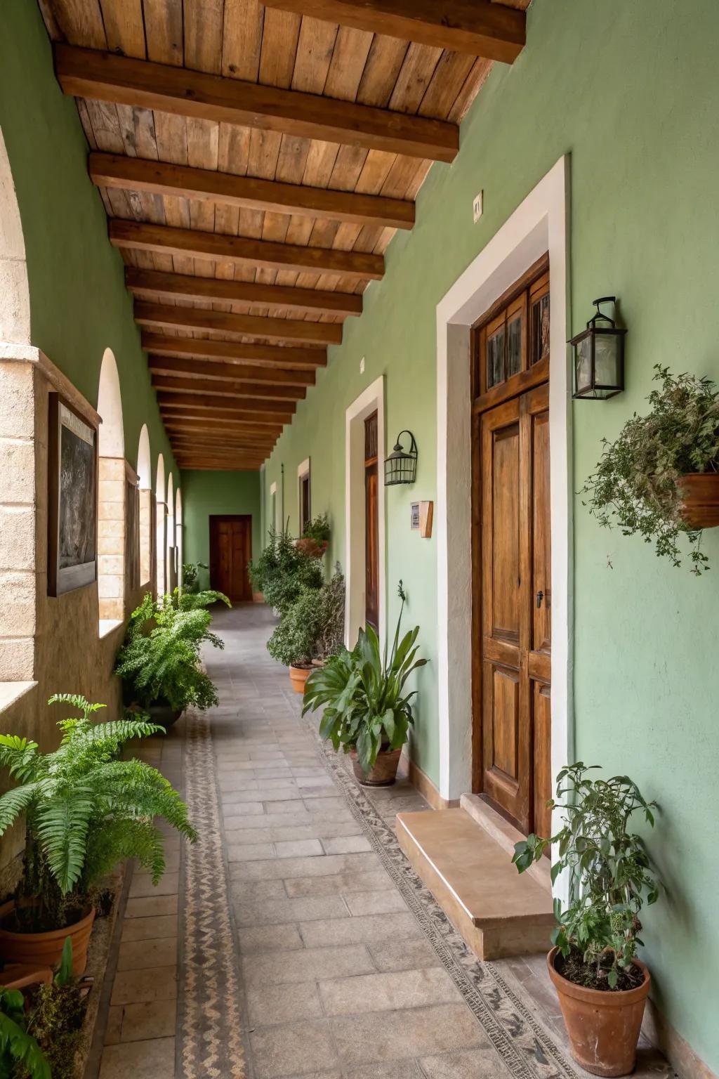 Nature-inspired tones cultivate a calm and eco-supportive atmosphere.