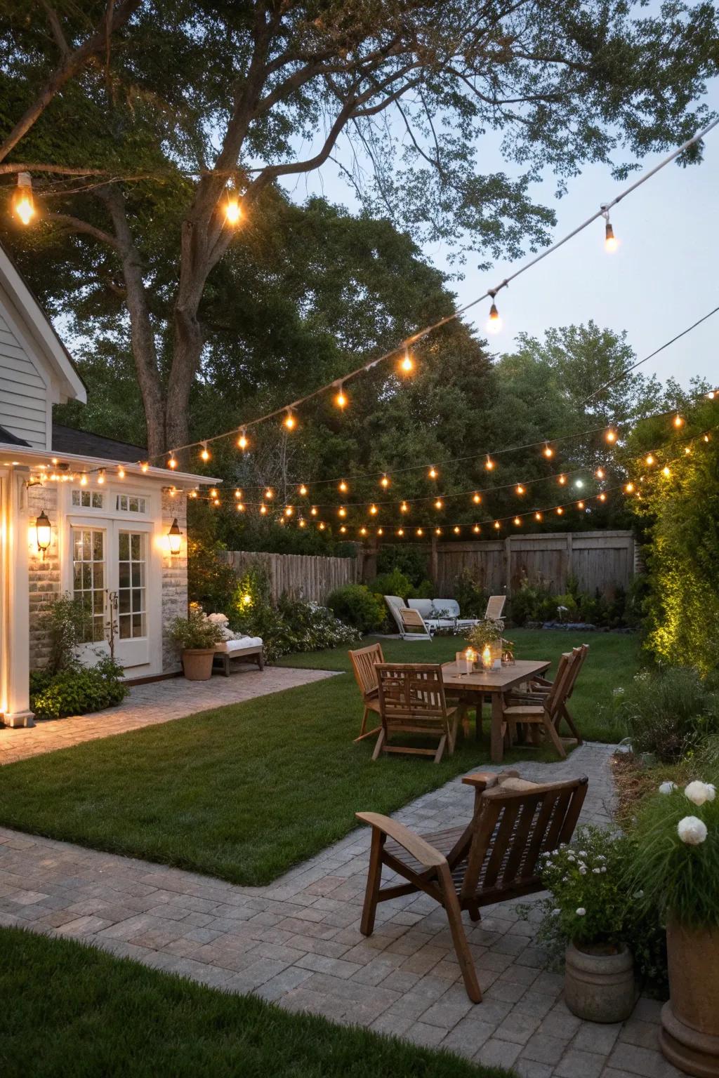 Ambient lighting heightens the charm and warmth of your backyard gatherings.