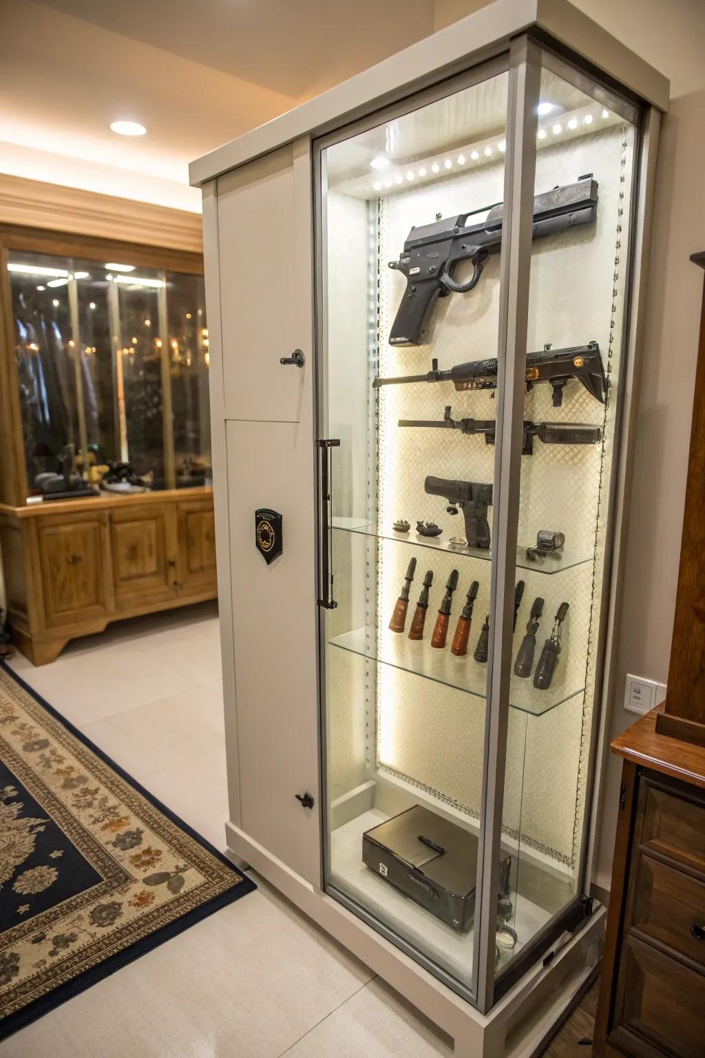 Glass display cabinets pair security with display.