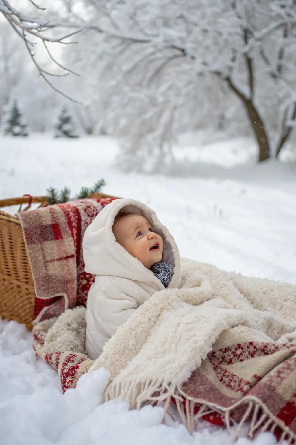 A cozy winter wonderland for your baby's first Christmas.