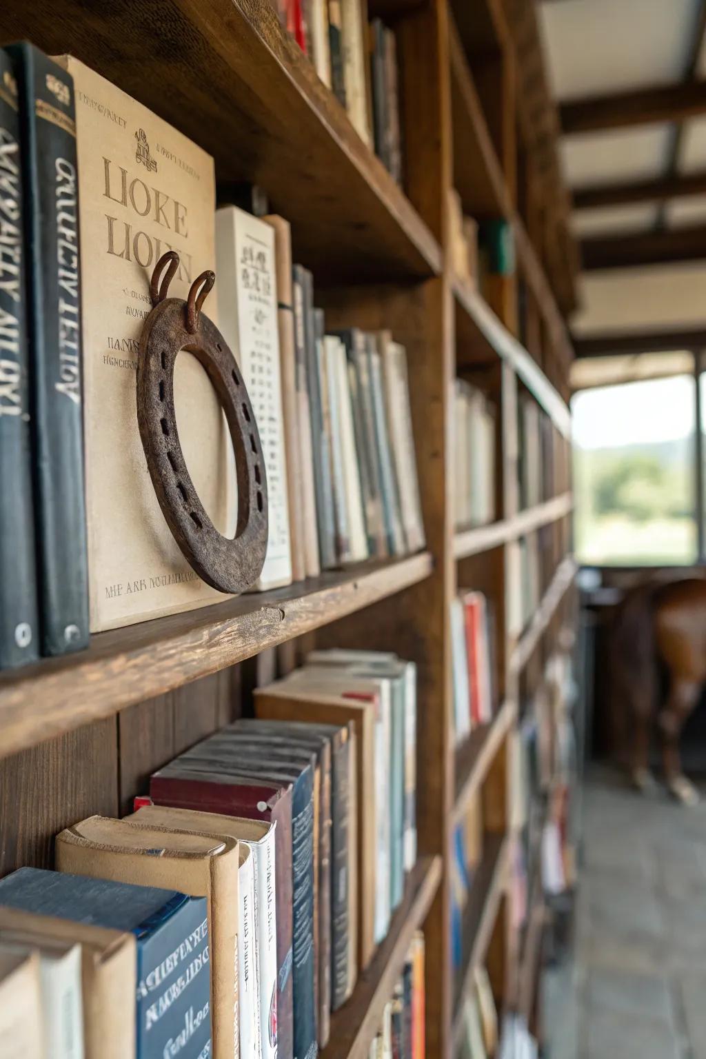 An <strong>equine neckwear</strong> contributes a country accent to a bookshelf.” loading=”lazy” class=”pimg”>
	</picture><figcaption>An <strong>equine neckwear</strong> contributes a country accent to a bookshelf.</figcaption></figure>
<p>Add personality to your bookshelf by presenting an <strong>equine neckwear</strong> as an accent piece. Mine is nestled between bookends, contributing a delightful country touch.</p>
<h3>Check if these fit your needs:</h3>
<ul class=