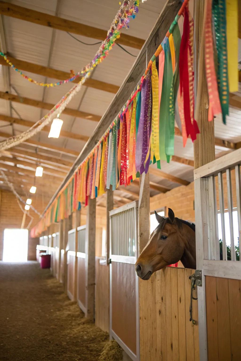 Streamers give the stall a festive, energetic feel.