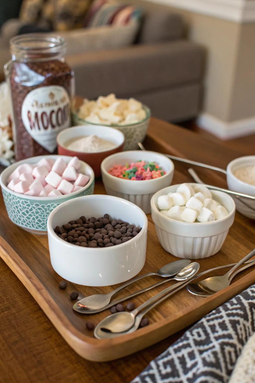 A personalized section entices invitees to tailor their warm cocoa.