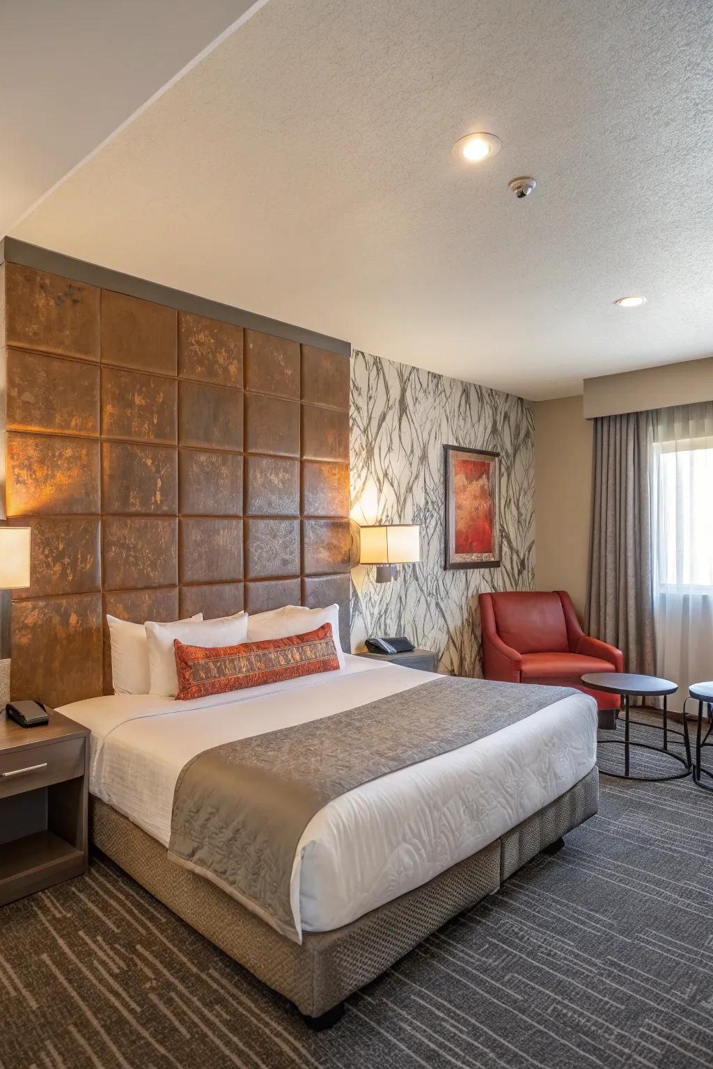 Feature walls make for a stunning focal point in any hotel room.