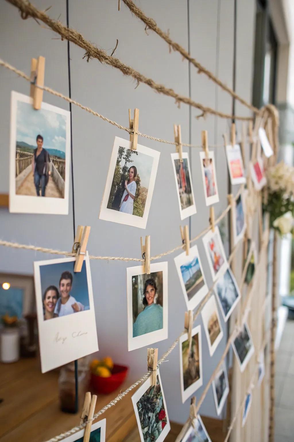 Photo displays personalize your party setting.