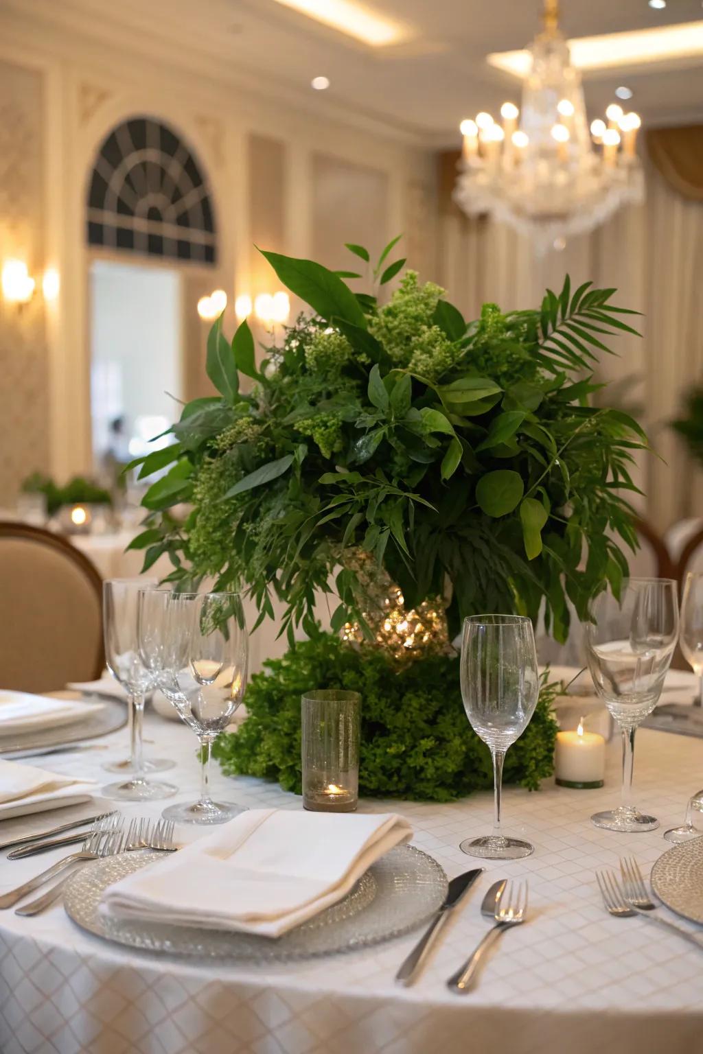 A plant centerpiece revitalizes your dining table.