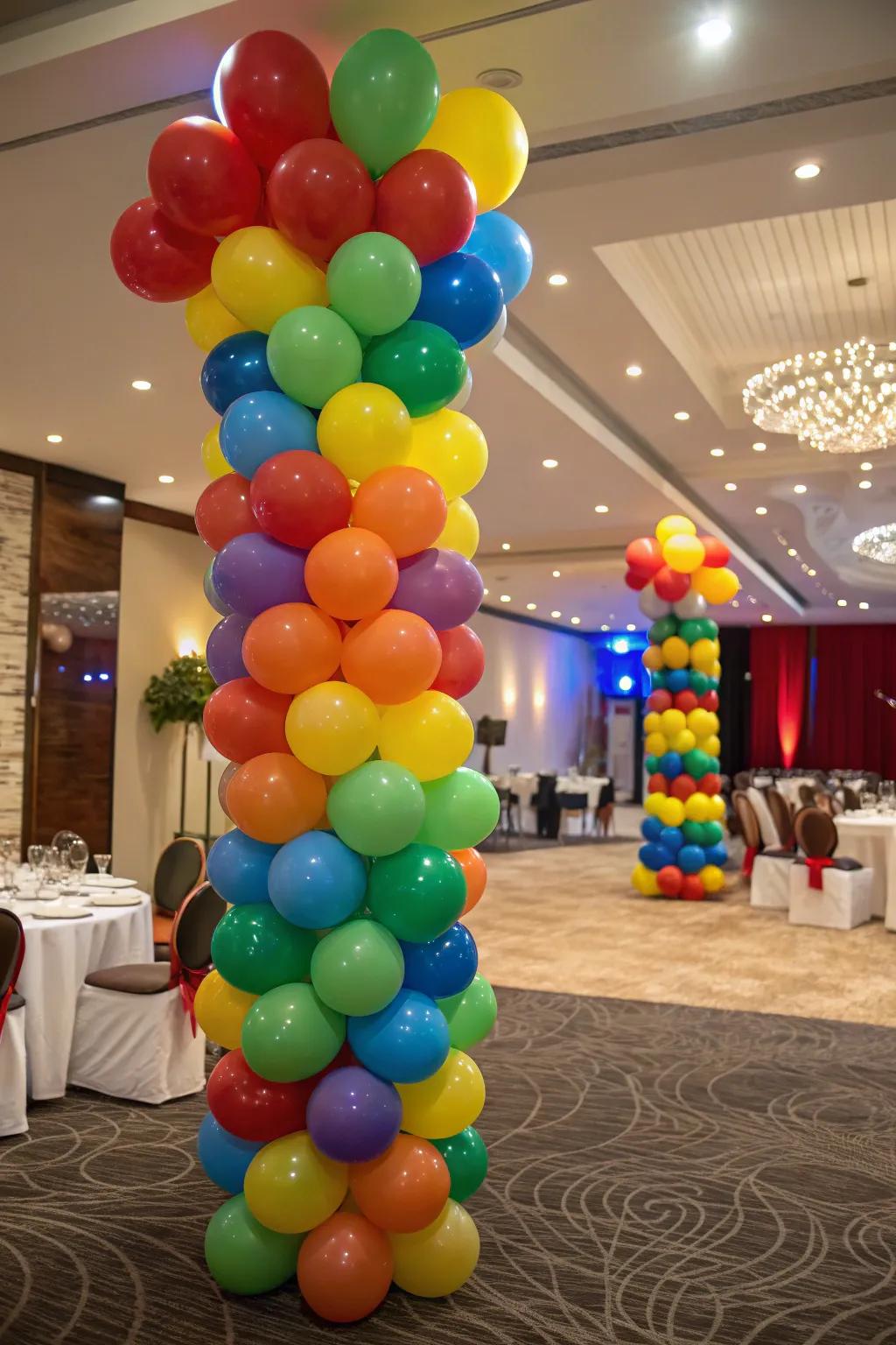 Vibrant and bold balloons bring vitality and enthusiasm to the event venue.