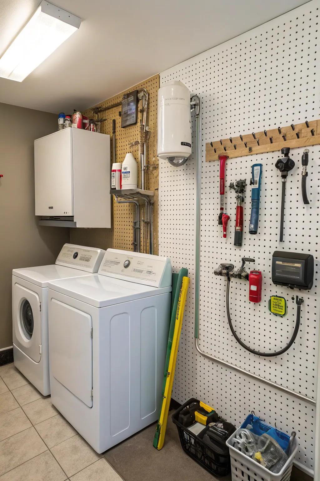 Perforated walls offer organization and concealment in one.