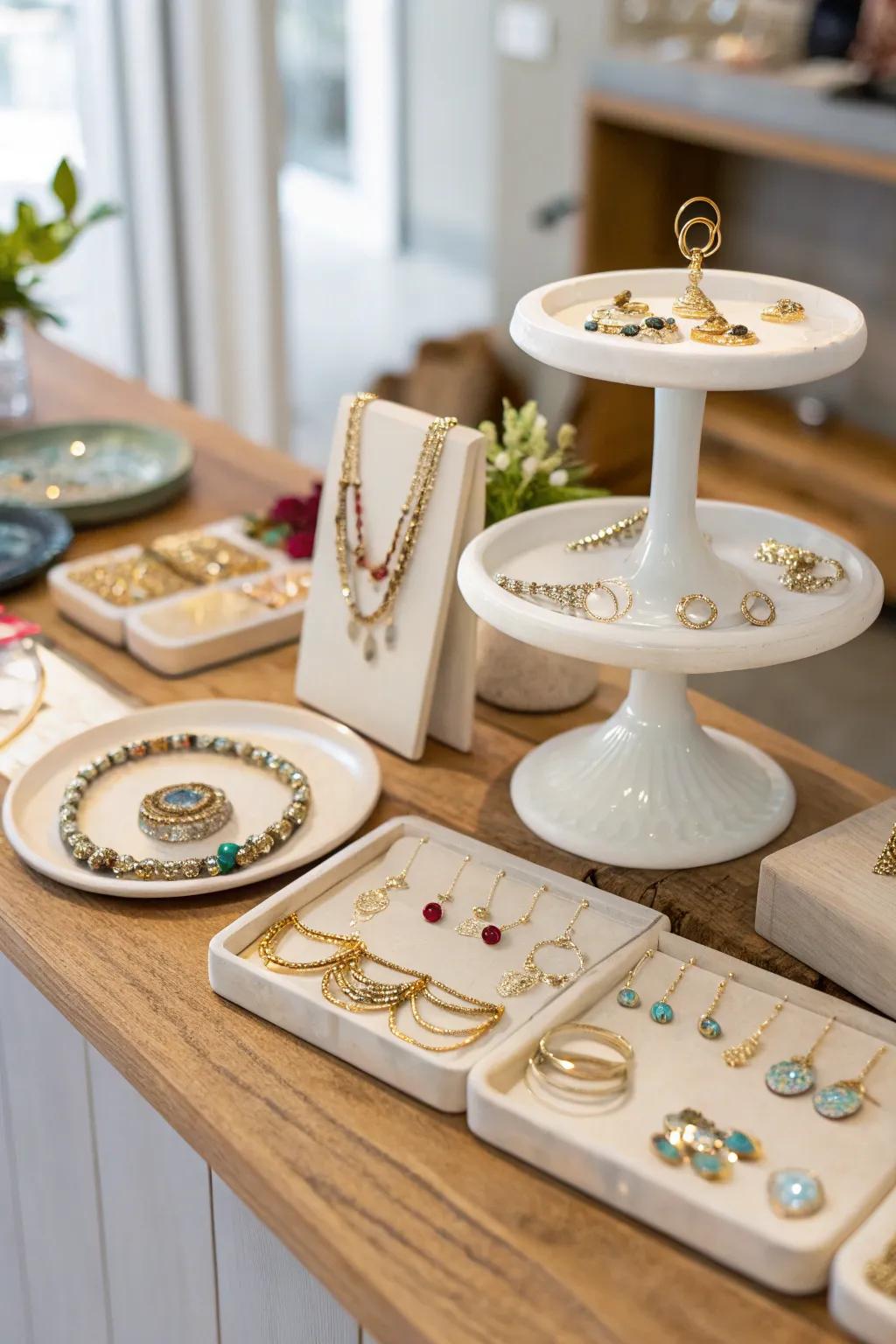 Show off your jewelry with fashionable countertop displays.