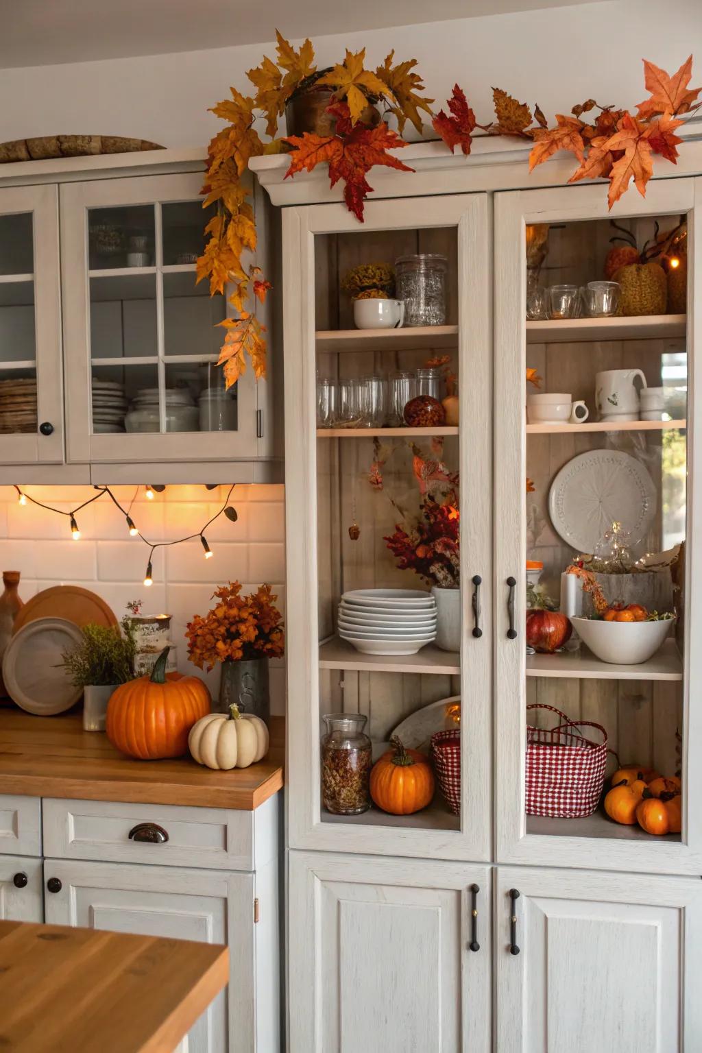 Seasonal pieces injecting an autumnal vibe into the cabinets.