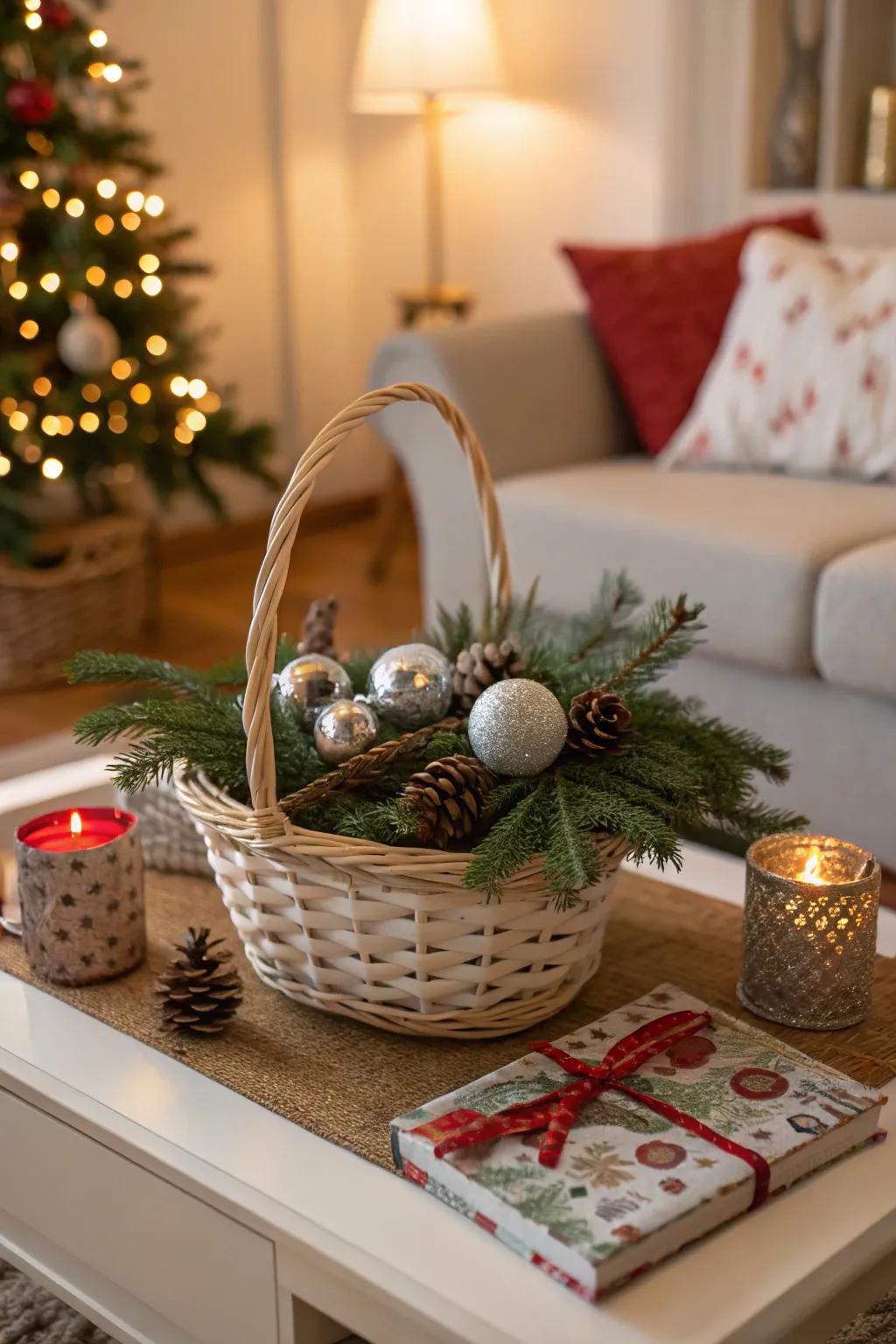 Seasonal decorations make your basket both festive and fun.