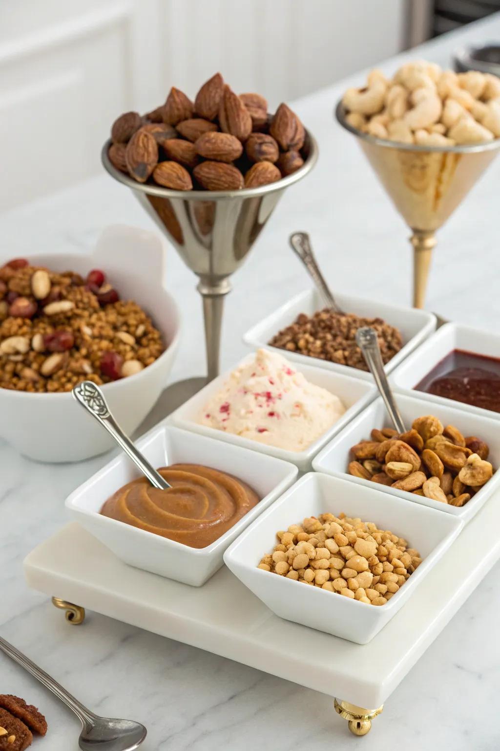 A gourmet topping presentation that adds a hint of refinement.