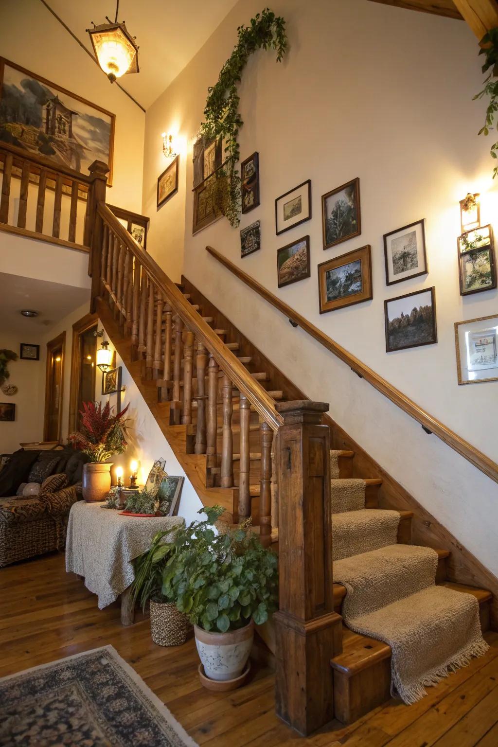 Country-style wood railings give a warm, welcoming charm.