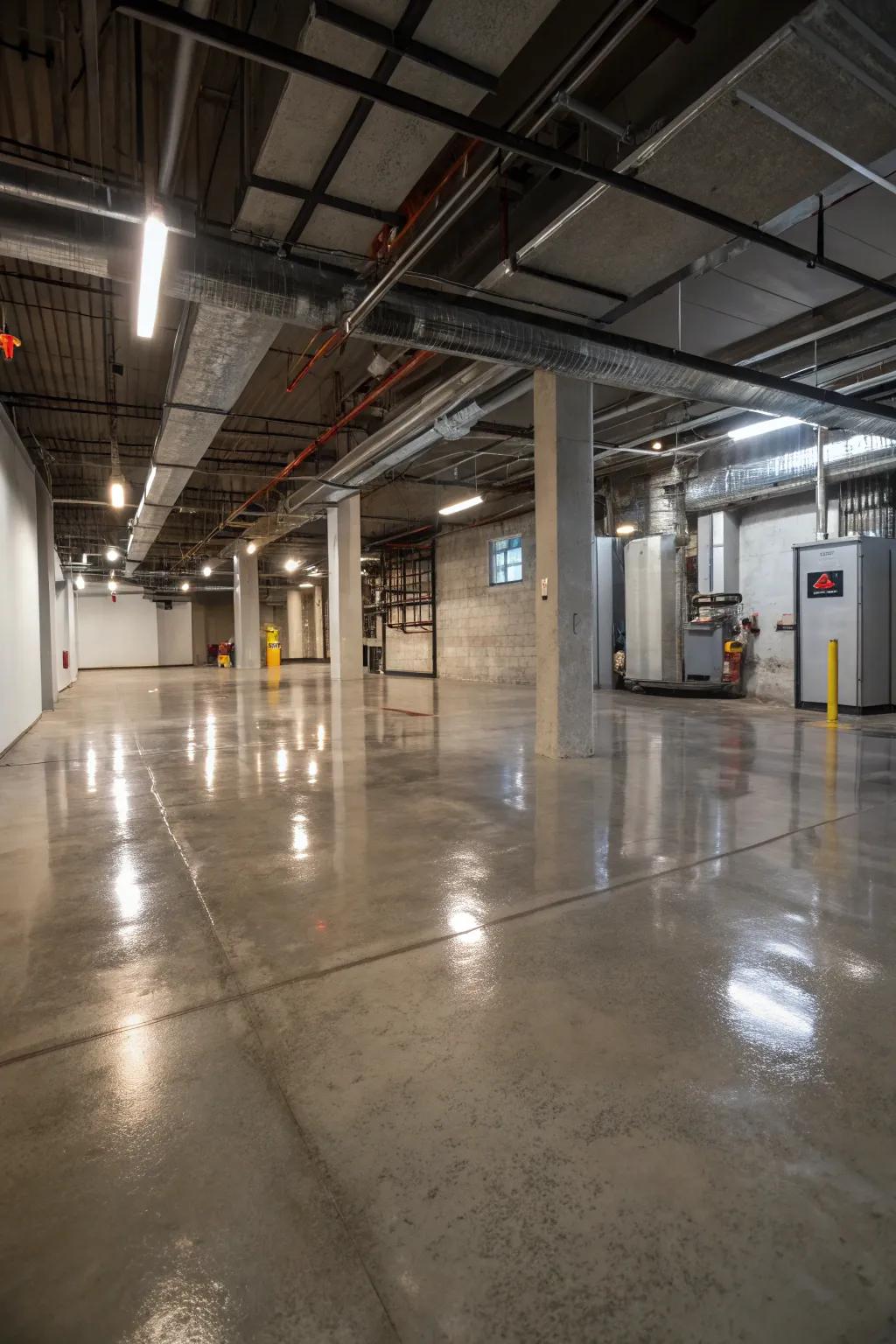 Sleek and strong solid surface floors.