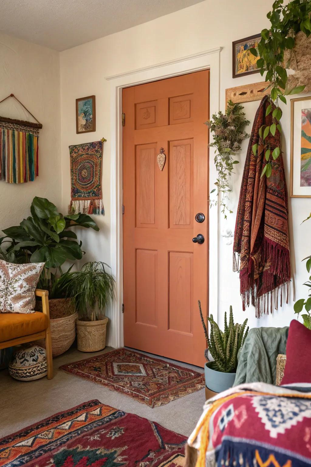 Clay doors radiating warmth and comfort.
