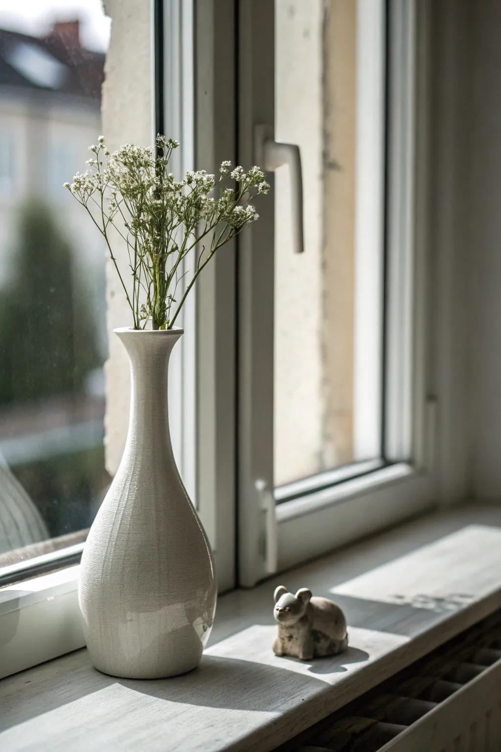 Embrace simplicity with a minimalist approach to window sill décor.
