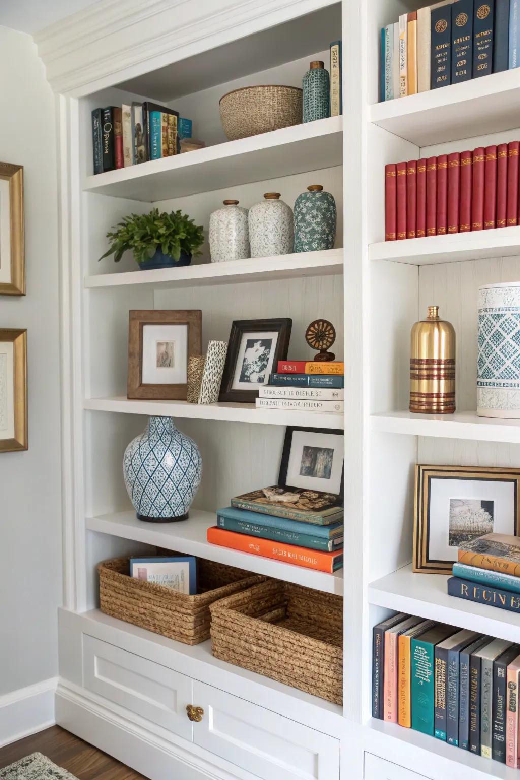 Shelving can serve both a functional and decorative purpose.