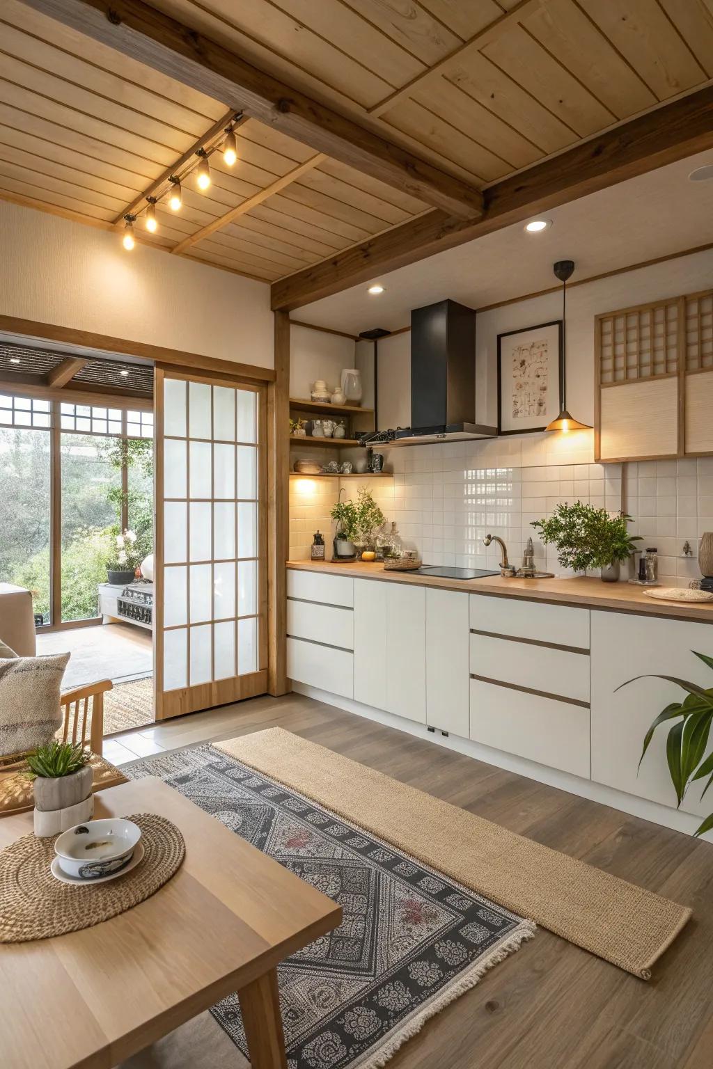 Japandi design merges Japanese minimalism with Scandinavian warmth.