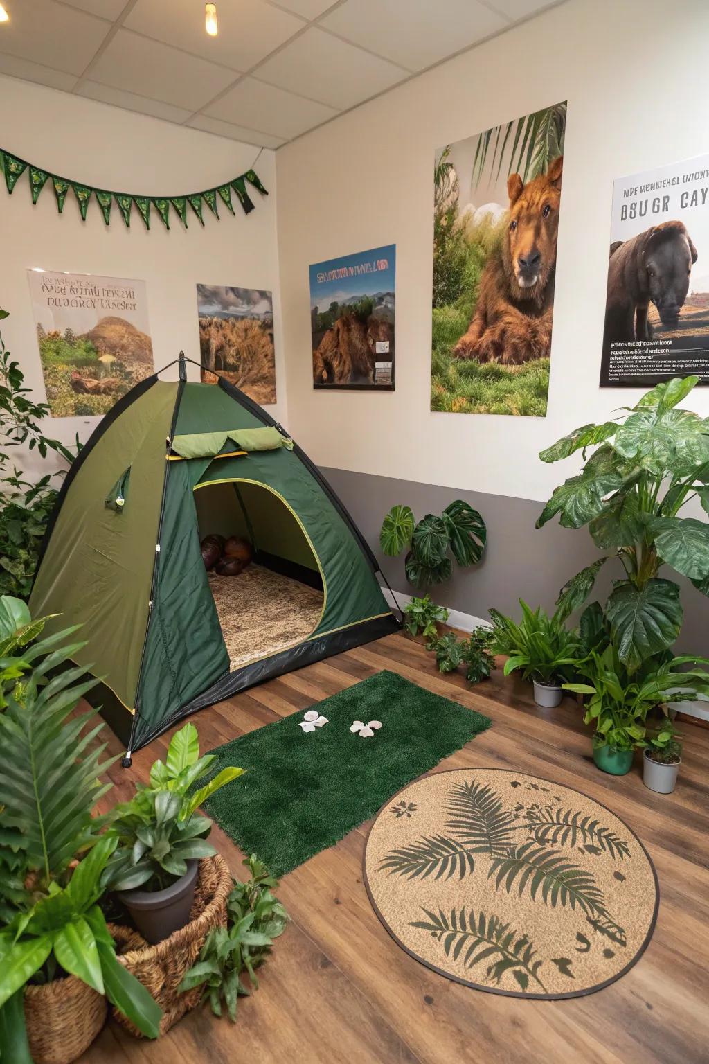 Creative furniture setups can make the room seem like a jungle adventure.
